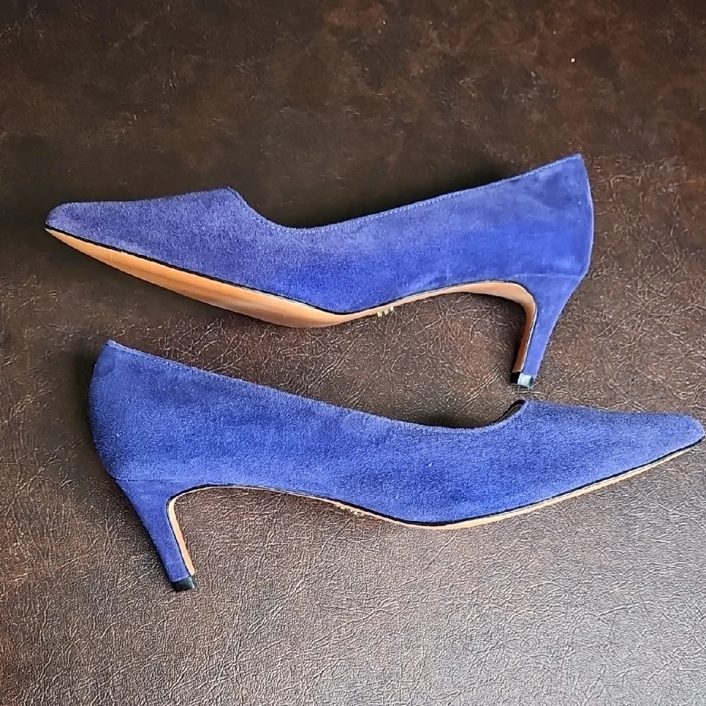 Prada Blue Suede Kitten Heels
